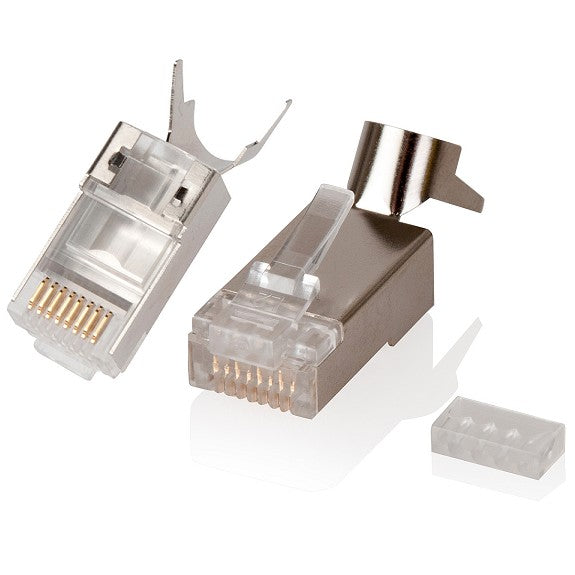 8P8C CAT6A Fully Shielded Modular Crimp Plug for 22AWG~23AWG Wire (Solid / Stranded) - Pack of 10