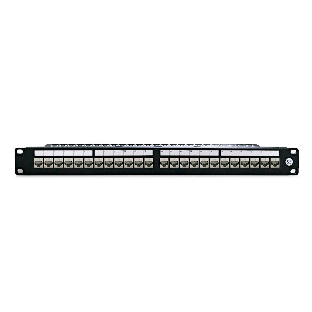 Serveredge 24 Port Patch Panel 1RU, UTP Shielded and Serveredge Universal Cat6A, STP, RJ45 Modular Keystone Jack KIT