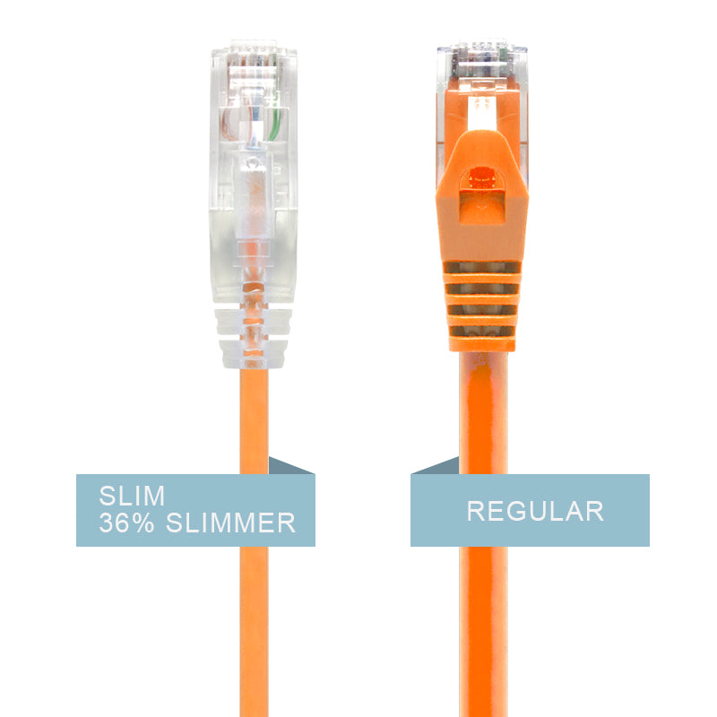 Orange Ultra Slim Cat6 Network Cable, UTP, 28AWG