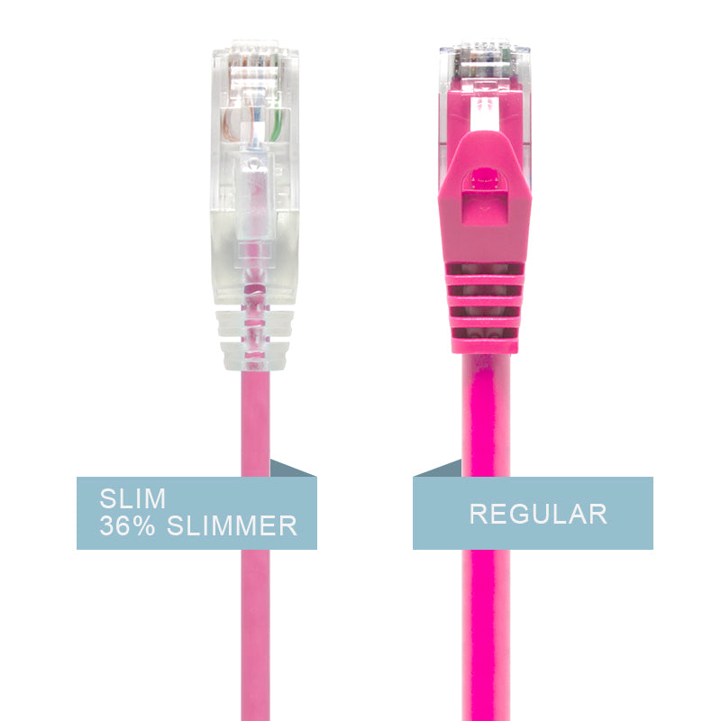 Pink Ultra Slim Cat6 Network Cable, UTP, 28AWG
