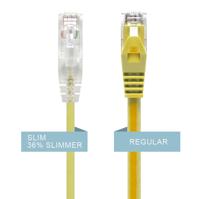 Yellow Ultra Slim Cat6 Network Cable, UTP, 28AWG