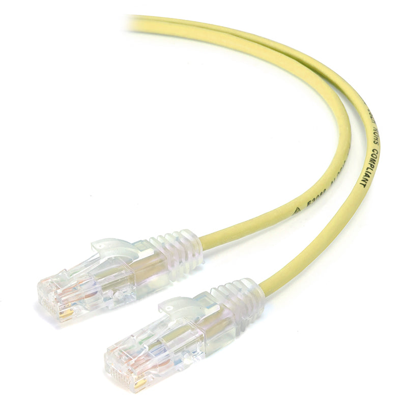 Yellow Ultra Slim Cat6 Network Cable, UTP, 28AWG