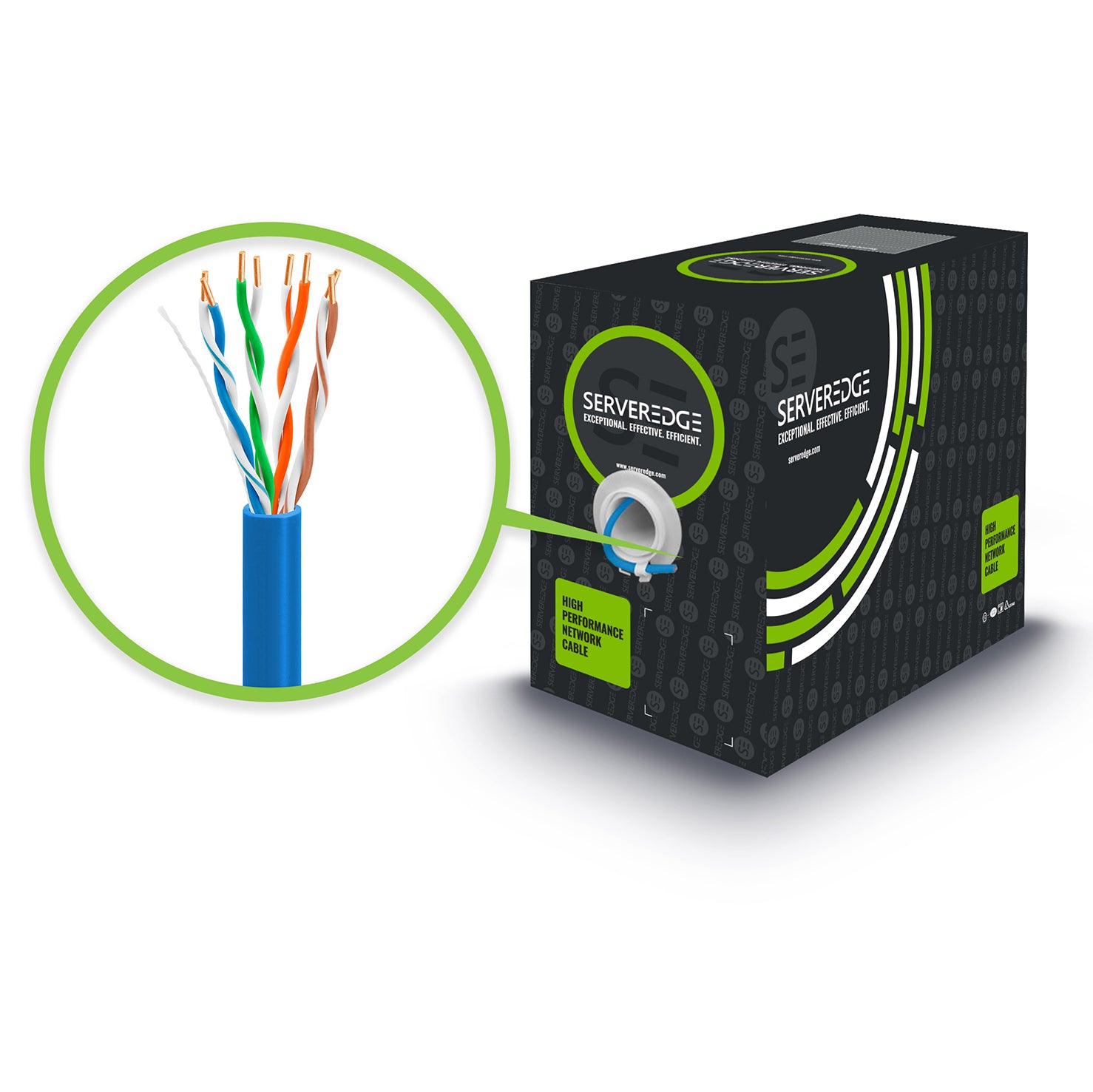 Serveredge CAT5E 305m Network Cable - UTP, Solid, PVC, 24AWG - BLUE