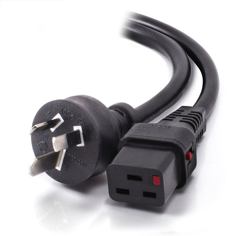 IEC LOCK 0.5m IEC C19 to Aus 3 Pin 15A Power Cord - Male to Female