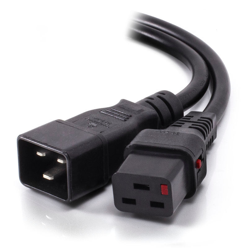 IEC LOCK 0.5m IEC C19 to IEC C20 Power Extension Cord - Male to Female