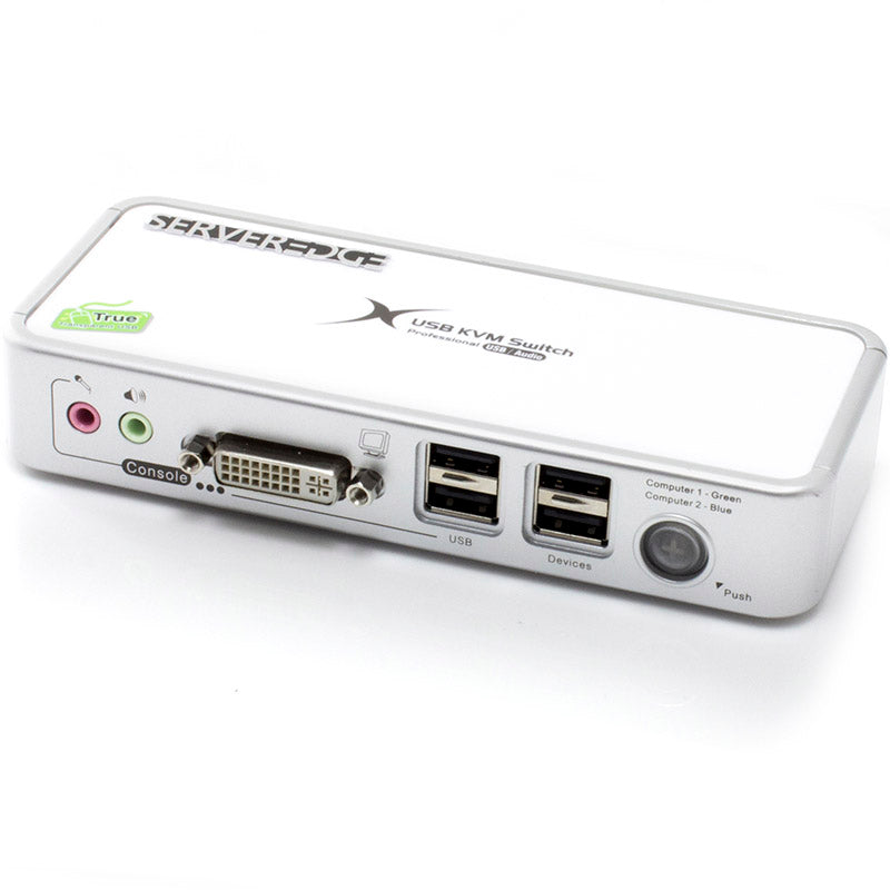 Serveredge 2-Port USB / DVI Desktop KVM Switch With Audio & USB Hub2.0 - Includes Cables
