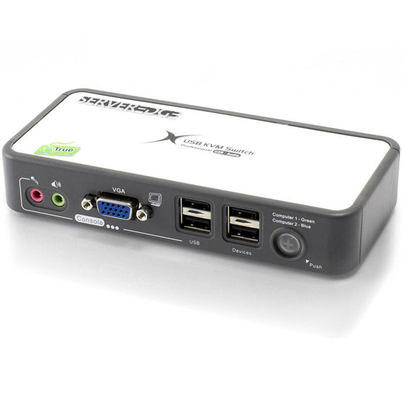 Serveredge 2-Port USB / VGA Desktop KVM Switch With Audio & USB Hub2.0 - Includes Cables