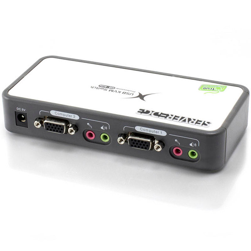 Serveredge 2-Port USB / VGA Desktop KVM Switch With Audio & USB Hub2.0 - Includes Cables