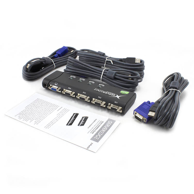 Serveredge 4-Port Slimline USB / VGA Desktop KVM Switch - Includes Cables