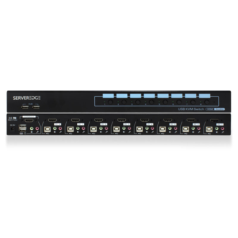 8-Port HDMI USB KVM Combo Switch with Audio, Mic & USB Hub 2.0