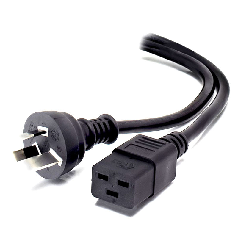15A Aus 3 Pin Mains Plug to IEC C19 - Male to Female Cable - 1m