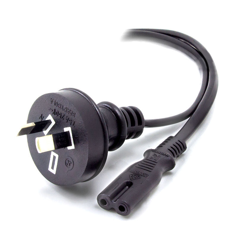 Aus 2 Pin Mains Plug to IEC C7 - Male to Female - 1m