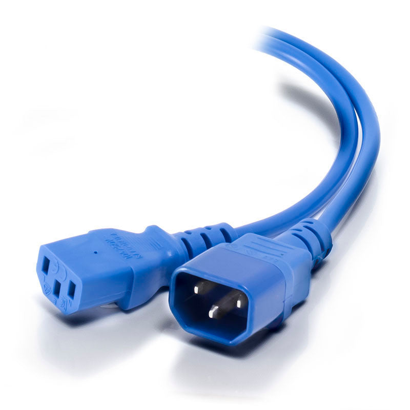 IEC C13 to IEC C14 Computer Power Extension Cord - Male to Female BLUE Cable - 1.5m