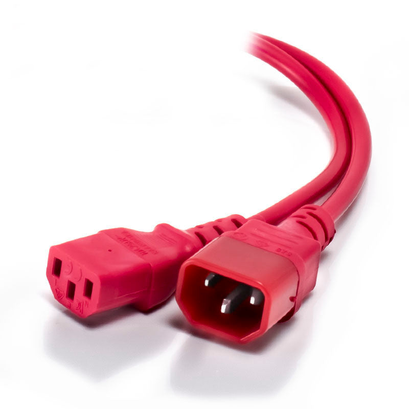 IEC C13 to IEC C14 Computer Power Extension Cord - Male to Female RED Cable - 0.5m