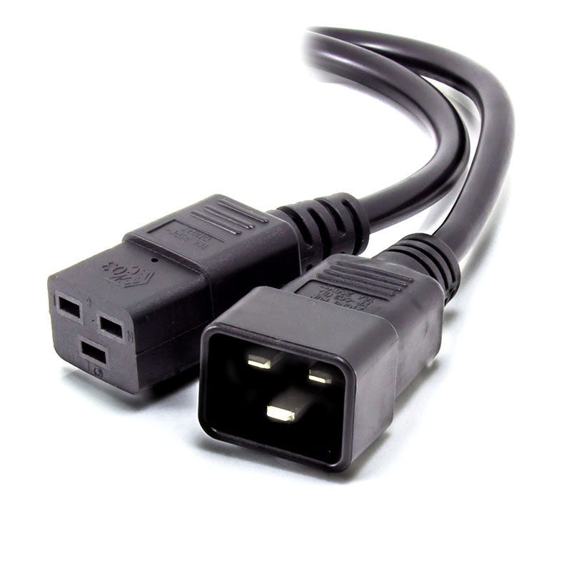IEC C19 to IEC C20 Power Extension Cable - Male to Female Cable - 1m