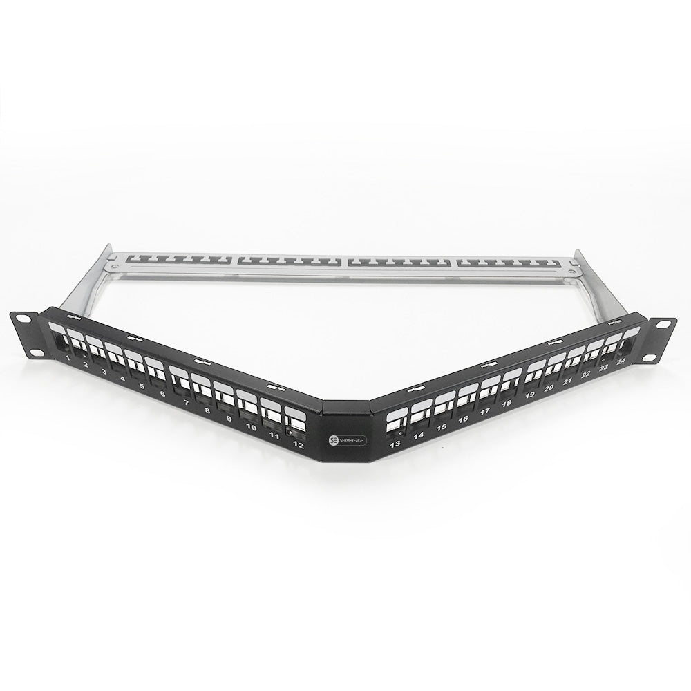 SERVEREDGE V SHAPED 24 PORT 1RU UNLOADED SHIELDED PATCH PANEL - INCLUDES CABLE MANAGEMENT BAR