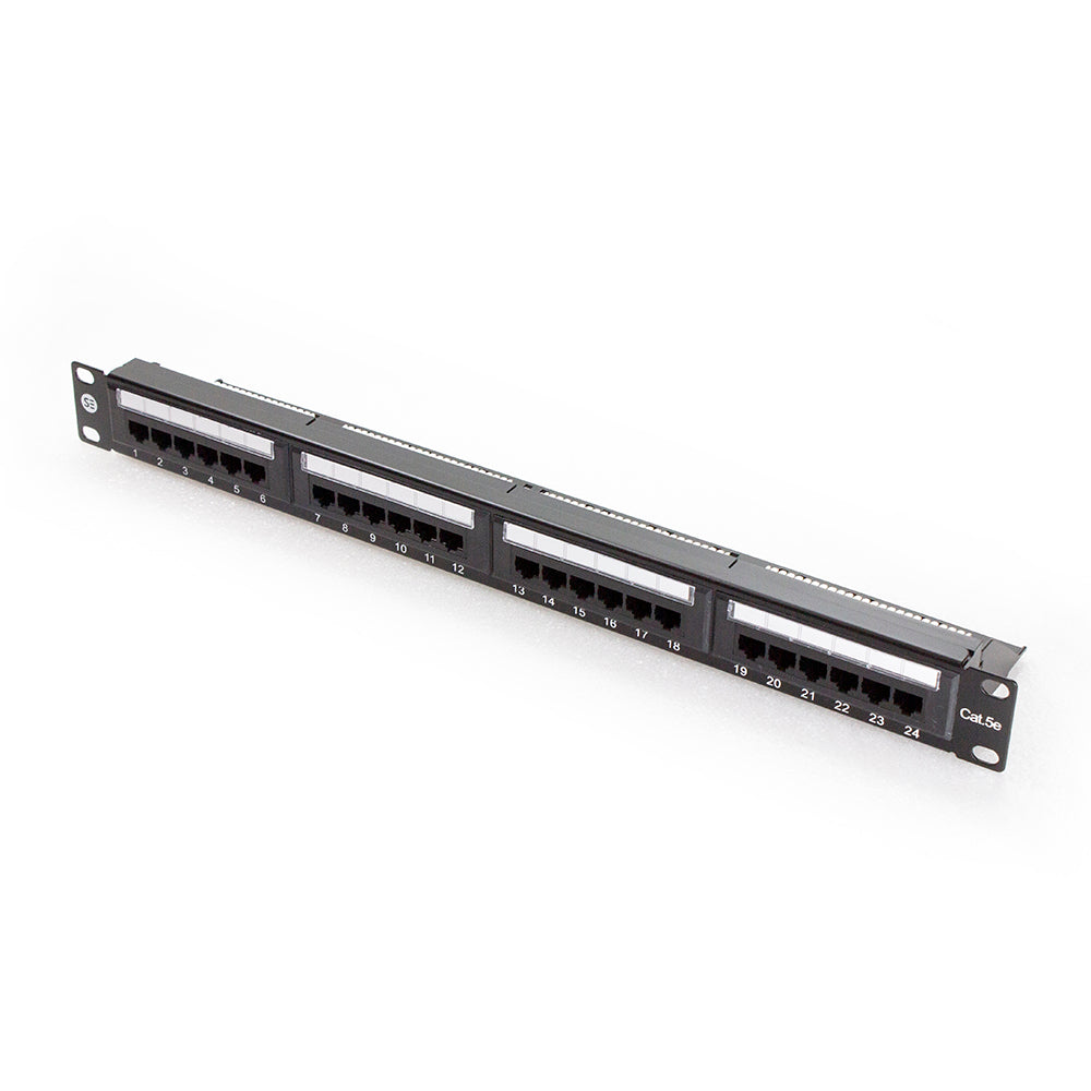 Serveredge 24 Port CAT5e Patch Panel - 1RU, UTP- Includes Cable Management Bar