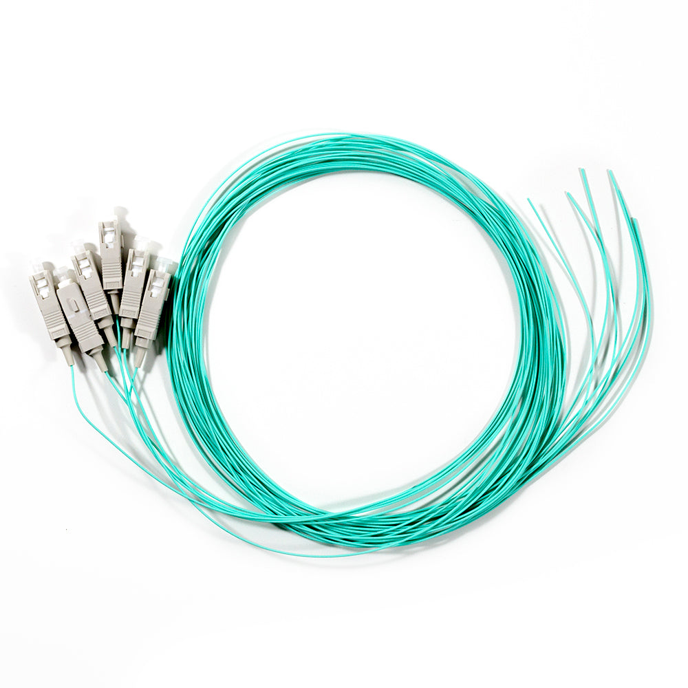 Serveredge SC Pigtail Multimode OM3 - 2 Metre - 6 Fibres - Aqua