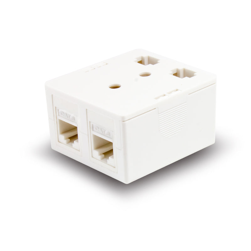 Serveredge 2 Way CAT6 Surface Mount Box with Keystone Jack - White