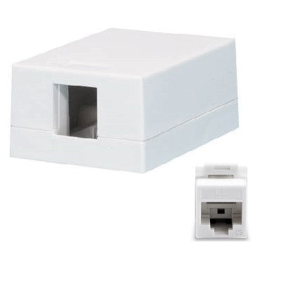 Serveredge 1 Way CAT6 Surface Mount Box with Keystone Jack - White