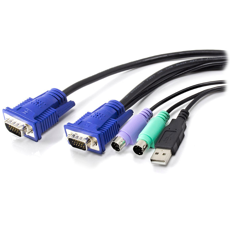 Serveredge 1.8m 3-in-1 KVM Cable - PS2,USB & VGA - Suitable for Serveredge LCD KVM Console Drawers