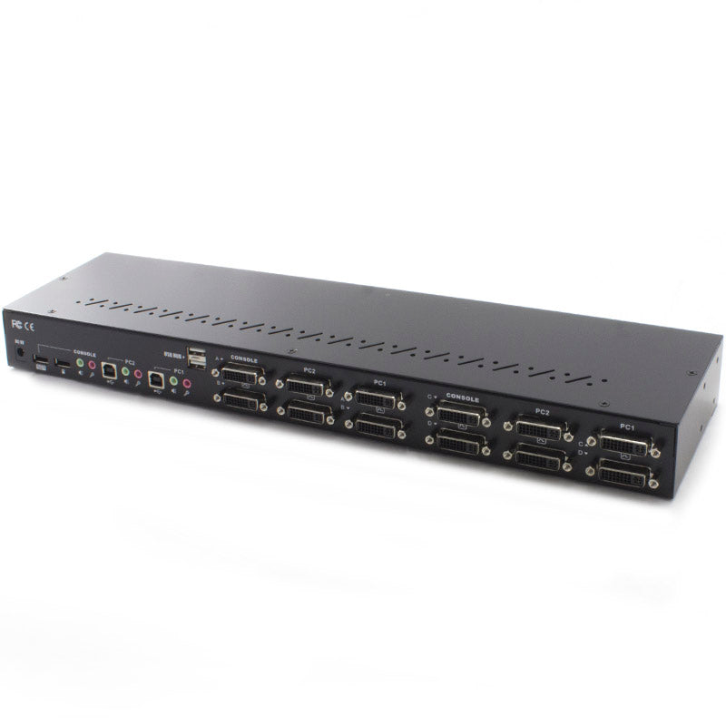 Serveredge 2-Port Dual-Link Quad Monitors DVI USB KVM Switch with Audio & Mic