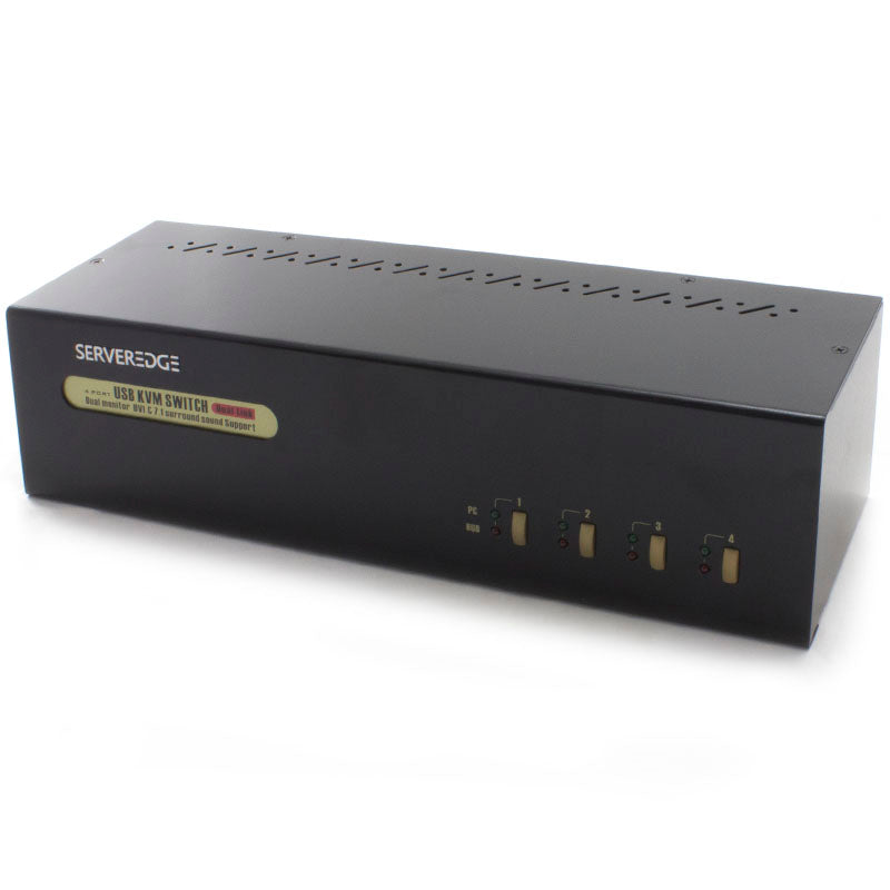 Serveredge 4-Port Dual Monitors DVI USB KVM Switch w/ 7.1 Ch. Sound