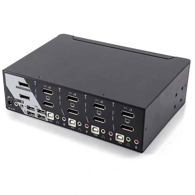 Serveredge 4-Port Dual Display DisplayPort KVM Switch with Audio & Hotkey Control