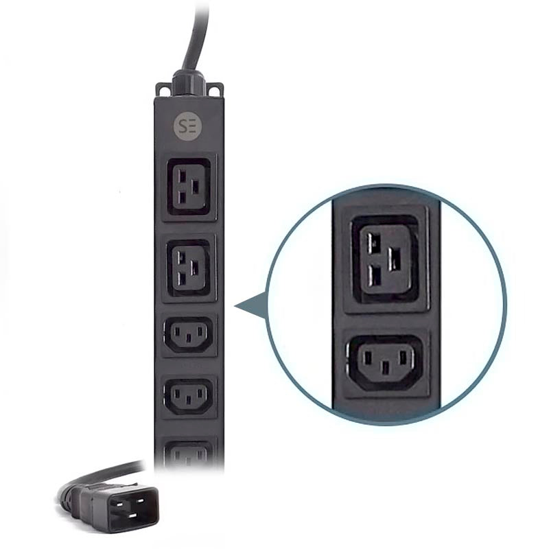 Vertical 12 Port IEC PDU (10) IEC C13 Output, (2) IEC C19 Output & (1)