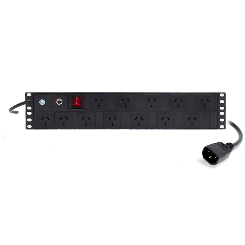 Serveredge 2RU Horizontal Basic 12 Port PDU, (12) 3 Pin AUS GPO Output & (1) IEC C14 Male 10A Input