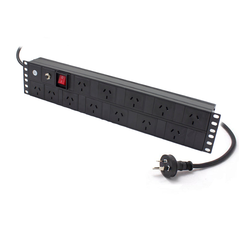 12 Port 2RU Basic PDU, (12) 3 Pin AUS GPO Output (1) 3 Pin Aus Plug Input ,10A, 240V