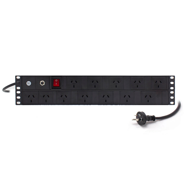 12 Port 2RU Basic PDU, (12) 3 Pin AUS GPO Output (1) 3 Pin Aus Plug Input ,10A, 240V