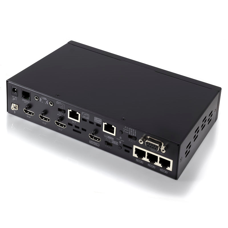 4K2K 4-Input Switcher with (1) HDBaseT (3) HDMI Inputs, (1) HDBaseT (1) HDMI Mirrored Outputs, IR, Ethernet & Control -100m