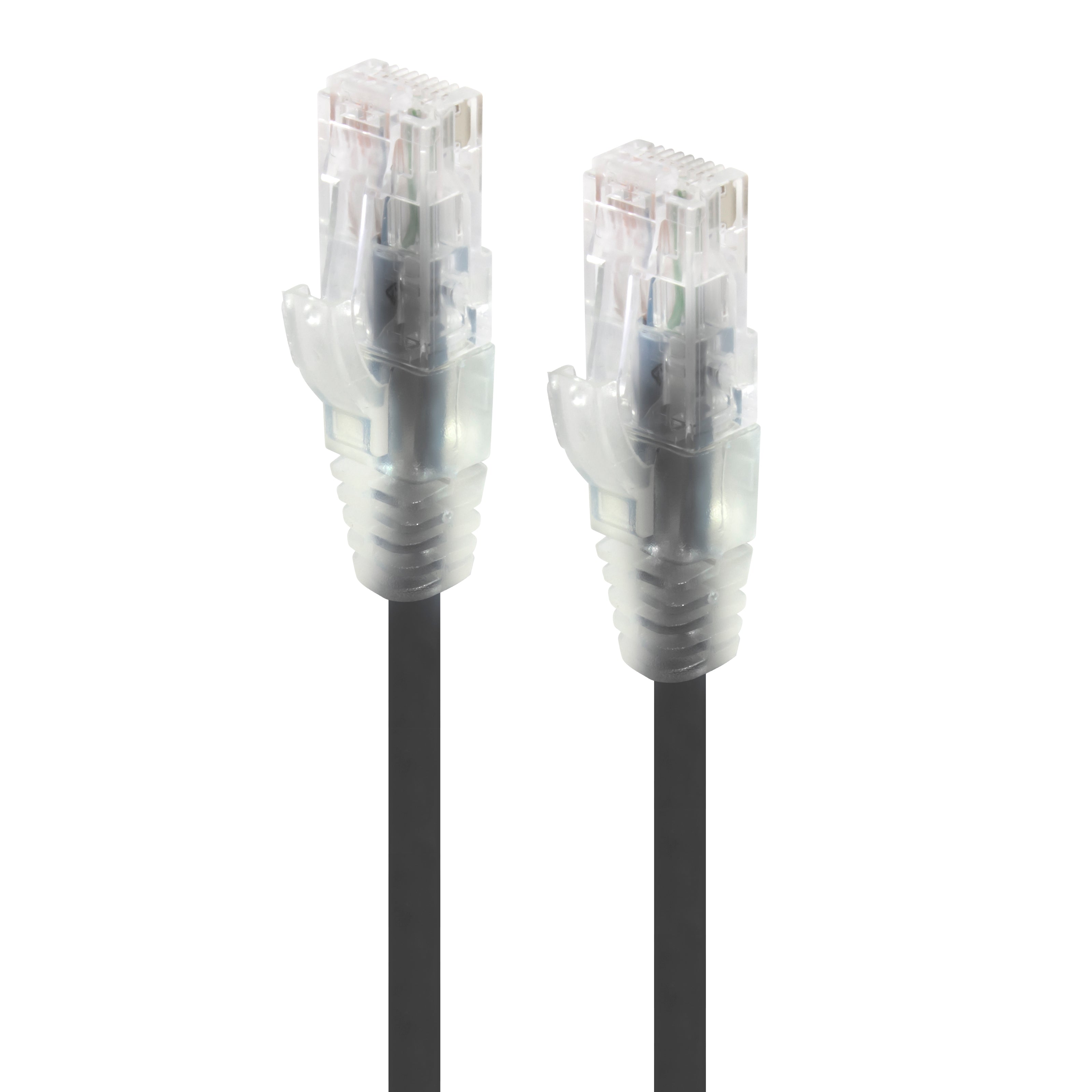 0.30m Black Ultra Slim Cat6 Network Cable, UTP, 28AWG