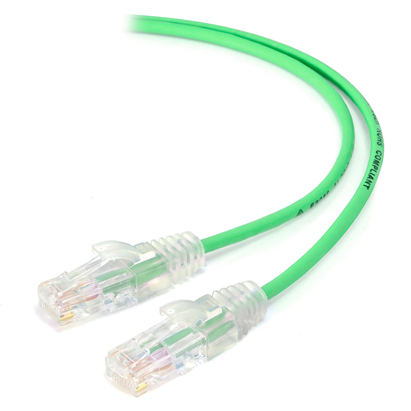 0.30m Green Ultra Slim Cat6 Network Cable, UTP, 28AWG