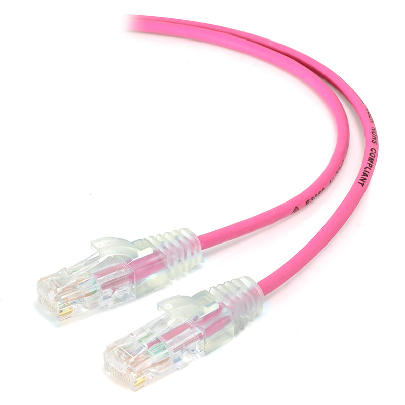 0.50m Pink Ultra Slim Cat6 Network Cable, UTP, 28AWG