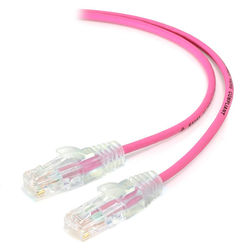 Pink Network Cable 1m Pink Ultra Slim Cat6 Network Cable, UTP, 28AWG
