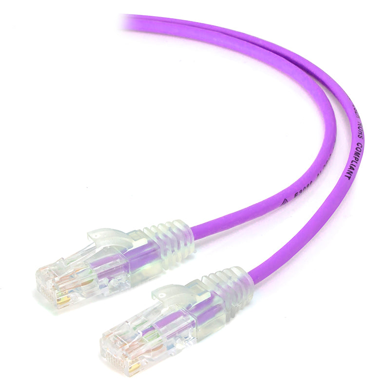 0.30m Purple Ultra Slim Cat6 Network Cable, UTP, 28AWG