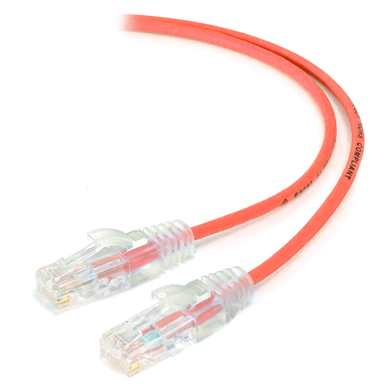 0.30m Red Ultra Slim Cat6 Network Cable, UTP, 28AWG