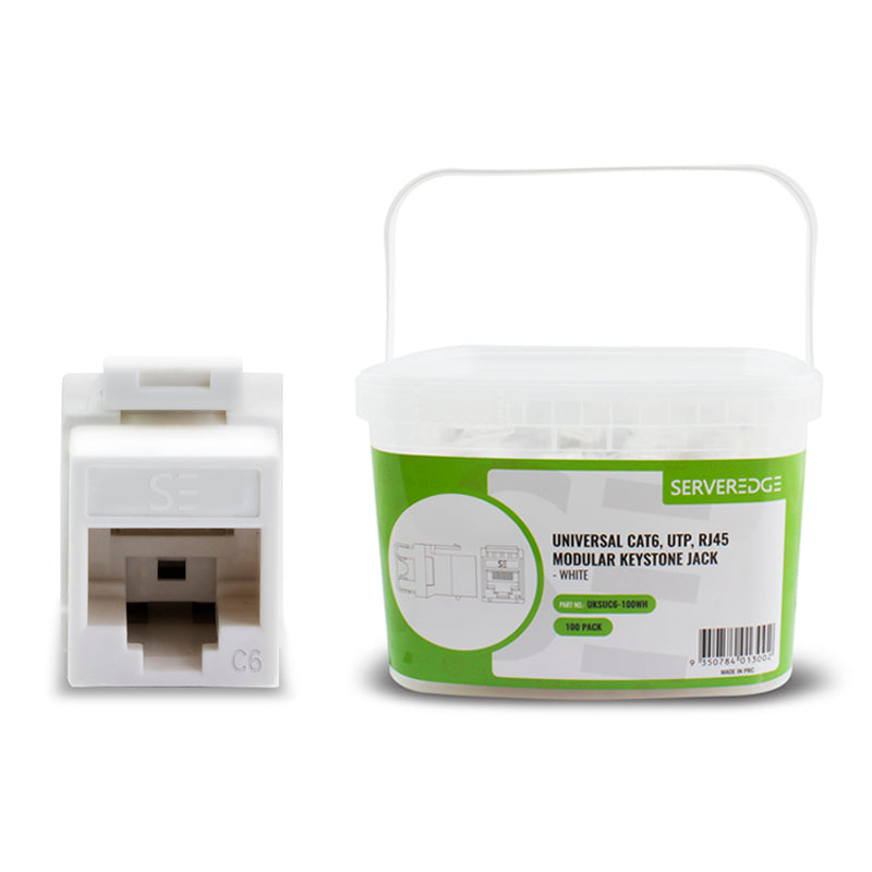 Serveredge Universal Cat6, UTP, RJ45 Modular Keystone Jack - White - P