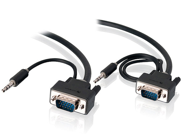 2m Pro Series Slim flexible VGA Cable with 80cm & 30cm 3.5mm Stereo Audio Cable - Male to Male